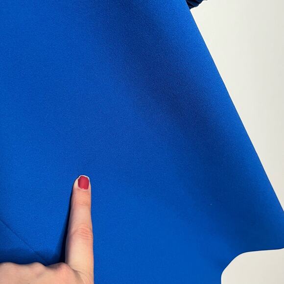 Tibi Womens Crepe Mini Shift Dress 6 Blue 3/4 Sleeve V Neck Workwear Cocktail - Picture 12 of 15